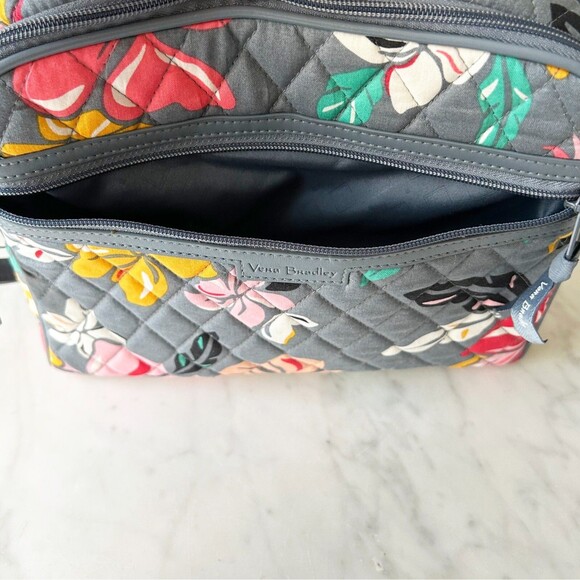 Vera Bradley Coastal Paradise Crossbody Bag Purse & Matching Wallet Grey Floral - Picture 4 of 9
